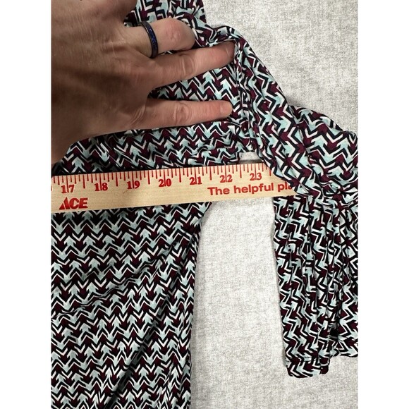 Lascana Venus Southwestern V Neck Blouse Womens Sz Small Top Peplum Bell Sleeve - Picture 4 of 6